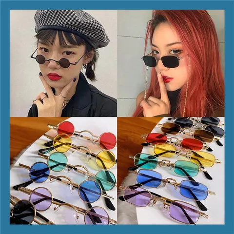 Vintage Mini Rund Metallrahmen Sonnenbrille Unisex Streetwear Party Brille Retro Chic Mode Sonnenbrille Für Damen Herren