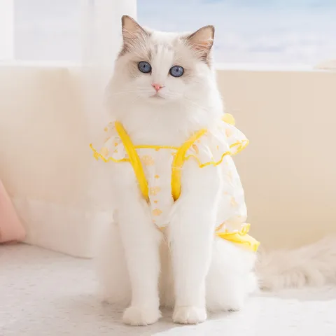 Abito per Animali Domestici Primavera Estate Traspirante Chiffon Carino Gonna Floreale Per Gatti E Piccoli Cani Abbigliamento