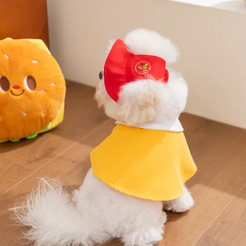 Completo con Mantello e Cappello per Animali Domestici Traspirante Estate Mantello Sottile Cucciolo Cane Vestiti Simpatico Costume Abbigliamento per Animali