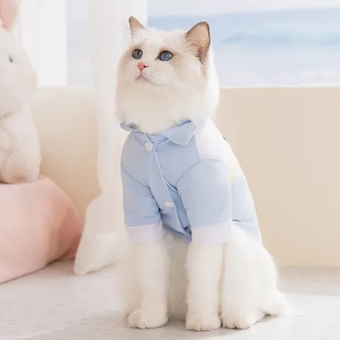Breathable Pet Cooling Vest Summer Cat T-Shirt Colorblock Kitten Clothes With D-Ring For Small Cats And Dogs Apparel