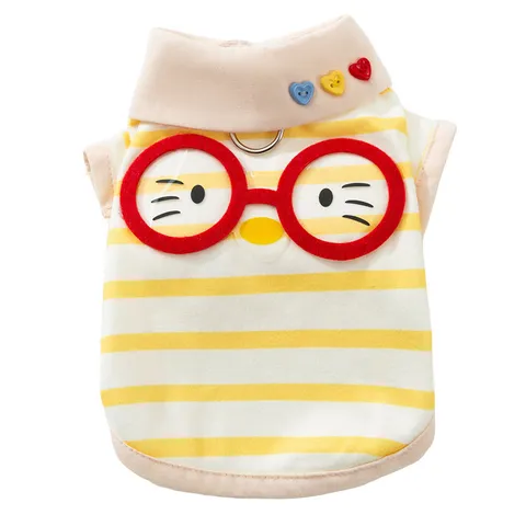 Schattig Gestreept Cartoon Huisdier Vest Zomer Dun Ademend Tweebenige Kleding Voor Kleine Honden En Katten Modieuze Outfit