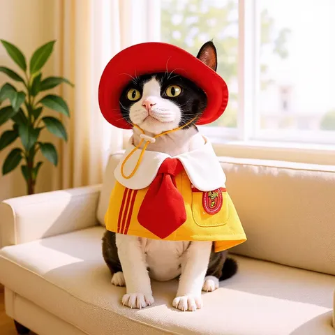 Cute Cat Cape And Hat Set Spring Summer Breathable Sailor Collar Pet Costume Red Blue Cat Clothes For Small Pets