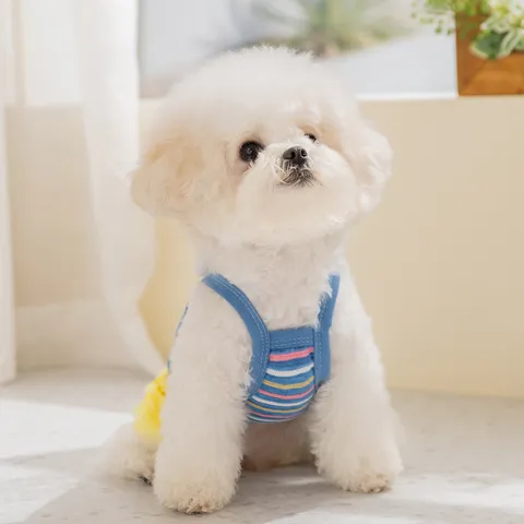 Vestito Estivo Traspirante Per Cani Di Piccola Taglia Carina Gonna Con Bretelle A Righe Floreali Abbigliamento Gilet Per Cuccioli Per Chihuahua Yorkie Abbigliamento Per Animali Domestici