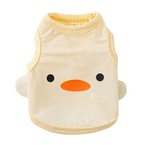 Breathable Mesh Pet Cat Dog Vest Cute Little Duck Print Summer Thin Clothes Puppy Apparel Tank Top
