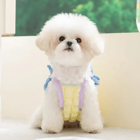 Ins Style Seersucker Dog Camisole Αναπνεύσιμα Ρούχα για Κατοικίδια Με Διακόσμηση Φιόγκου για Μικρά Σκυλιά Γάτες Κουτάβι Καλοκαιρινό Γιλέκο