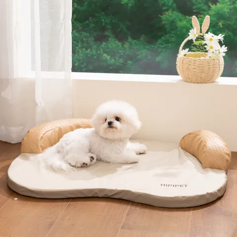 Comfortable Pet Bed Soft Warm Dog Sofa Cat Mat With Woven Pillow Breathable Small Dogs Sleeping House Pet Supplies