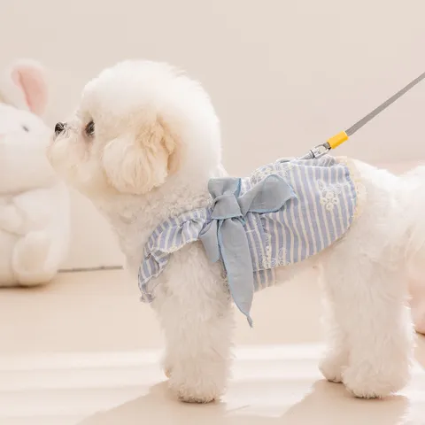 Huisdier Prinses Jurk Lente Zomer Ademend Gestreepte Bloemen Strik Tutu Rok Voor Kleine Honden Katten Puppy Kleding