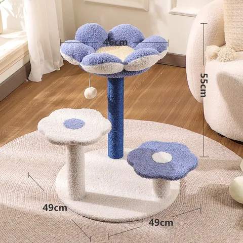 Cute Flower Cat Tree With Sisal Scratching Post Multi Tier Pet Toy Climbing Frame For Cats Rest And Play