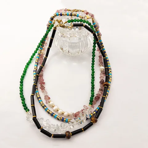 Collier Romantique en Perle Naturelle et Coquille Avec Perles d'Aventurine Onyx Choker d'Été Élégant pour Femme Bijoux Fait Main