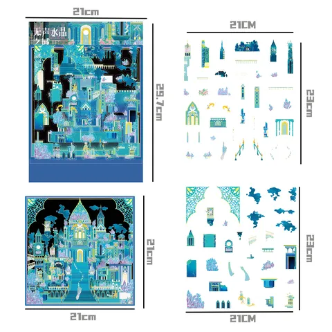 Stereoscopic Miniature Scene Crystal Castle Scenery Stickers Waterproof PVC Decorative Craft Set For School