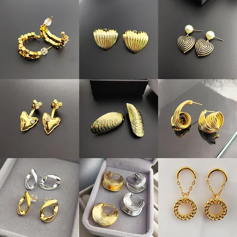 Boucles d'oreilles clous en métal cœur géométrique pour femme boucles d'oreilles minimalistes dorées argentées perle artificielle strass