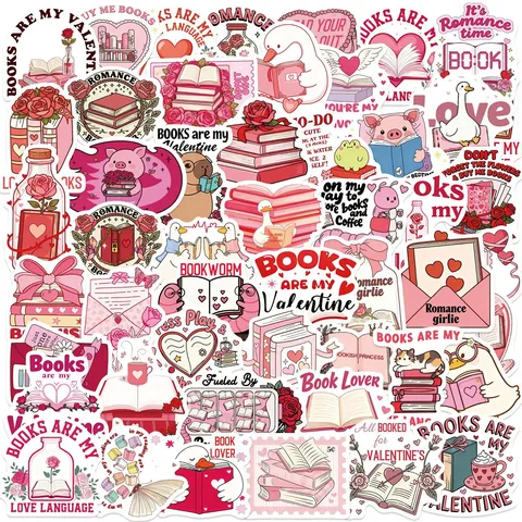 Valentine's Day Bookish Graffiti Waterproof Stickers Cute Reading Journal Stationery DIY Decals Pack