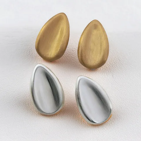 Boucles d'Oreilles Goutte en Métal Brossé Élégantes pour Femmes Géométriques Torsadées Plaquées Or Argent avec Tige Argent 925