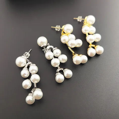 Boucles d'Oreilles Pendantes en Alliage et Perles Artificielles Vintage Baroque Or Argent Électroplaqué Géométrique Longue Frange Boucles d'Oreilles pour Femmes Élégant Banquet Fête Bijoux Cadeau