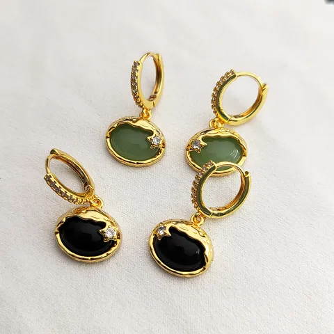 Boucles d'Oreilles Clous en Cuivre Plaqué Or Style Palais Vintage Français Ovale Irrégulier Avec Incrustation Petites Boucles d'Oreilles Strass Bijoux Femme