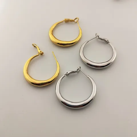 Boucles d'Oreilles Créoles Rondes Minimalistes de Style Coréen pour Femmes Boucles d'Oreilles Cercle en Métal Plaqué Or Argent Avec Tige en Argent Bijoux de Mode