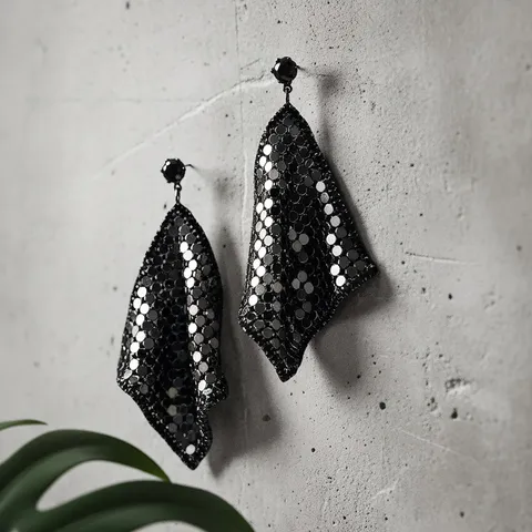 Boucles d'Oreilles Pendantes Paillettes Losange Géométrique Avec Tige en Argent Sterling 925 Longues Boucles Cuivre