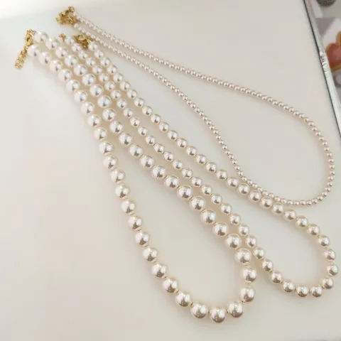 Élégant Collier de Perles Artificielles Simple Femmes Collier de Chaîne de Perles de Verre Blanc pour Bureau Bijoux Accessoires Cadeau
