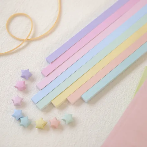 Einfarbig Bastelpapier Glücksstern Origami Streifen Set Macaron Morandi Palette DIY Handgemachte Kunst Handwerk Zubehör Für Schule Kinder Geschenk