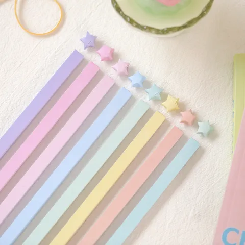 Einfarbig Bastelpapier Glücksstern Origami Streifen Set Macaron Morandi Palette DIY Handgemachte Kunst Handwerk Zubehör Für Schule Kinder Geschenk