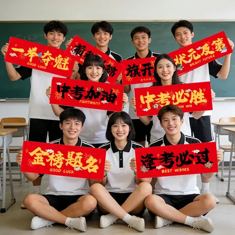 Inspirierendes Stoff Abschluss Banner Chinesische Kalligraphie Bedrucktes Glückwunsch Banner Schule Prüfung Feier Foto Requisiten Rote Hängedekoration