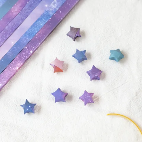 Tiras de Papel de Origami Estrella de la Suerte Cielo Estrellado Degradado Cinta de Papel Colorida Para Bricolage Regalo Decoración