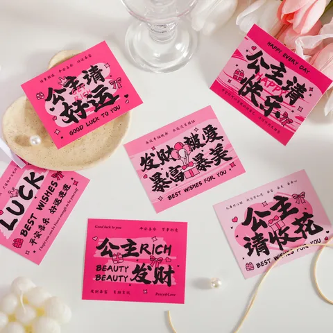 Cartes de Vœux sur le Thème de la Princesse Rose pour la Saint-Valentin Décoration de Boîte à Gâteaux Carte Message