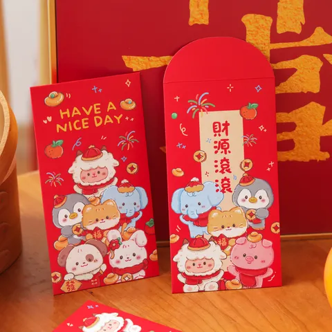 Sobres Rojos del Año del Oveja Año Nuevo Chino Hongbao Animales Animados Paquetes de Dinero de la Suerte Suministros para el Festival de Primavera