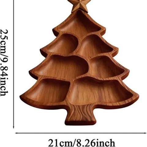 Kerstboomvormig Grenenhouten Gedeeld Dienblad Voor Snacks Fruit Snoep Noten Modern Minimalistisch Houten Voorgerechtenschotel Voor Thuis Feest Decor