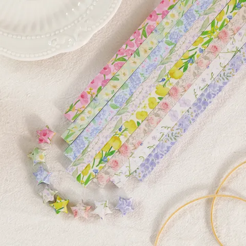 Fresh Floral Pattern Origami Paper Strips For Lucky Star DIY Handmade Colorful Folding Paper Craft Office School Supplies Decorative Paper
