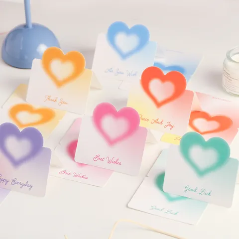 Cartes Vœux Tridimensionnelles Cœur Dégradé en Papier Cartonné Cartes Message Créatives pour Bénédiction Anniversaire Papeterie
