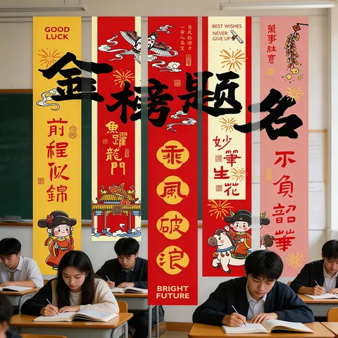 Inspirierende Abschluss Banner Stoff Hängende Tapisserie Chinesischen Stil Motivierende Klassenzimmer Dekor Hintergründe Für Schule Prüfungen Party Bedarf