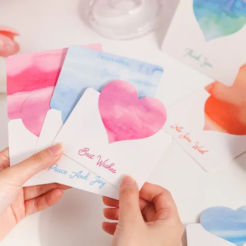 Aquarell Herz 3D Faltung Grußkarte Kreative Papier Nachricht Karte DIY Geschenk Segen Postkarte Für Geburtstag Valentinstag