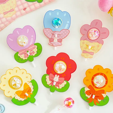 Süße Blumen Lutscher Dekokarten Kindertag Schulbelohnungen Karton Süßigkeitenhalter Partyzubehör Geschenkverpackung Zubehör