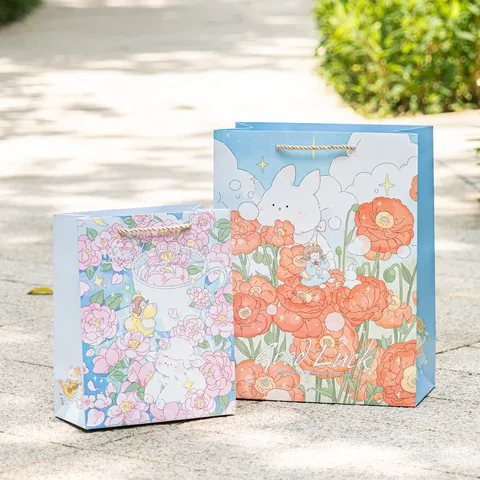 Frische Blumen Illustration Geschenk Papiertüte High-End Kreative Handtasche Verpackungsbeutel Für Souvenir Geburtstag Hochzeit