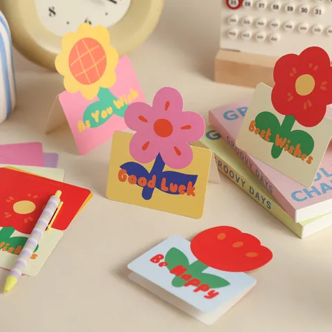 Biglietti di Auguri 3D Creativi a Forma di Fiore Carini Cartoni Animati Animali Biglietti per Messaggi in Carta Premium Nota di Messaggio di Auguri per Compleanno Festa degli Insegnanti Bambini Regalo