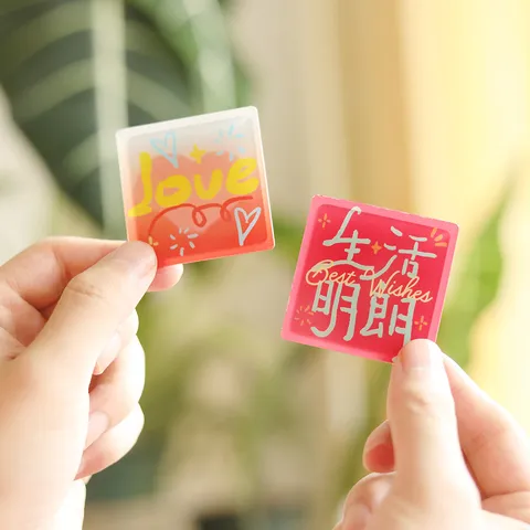Ins Stil Acryl Kühlschrankmagnet Kreative Heilende Text Farbverlauf Quadratischer Magnet Für Haus Küche Dekoration