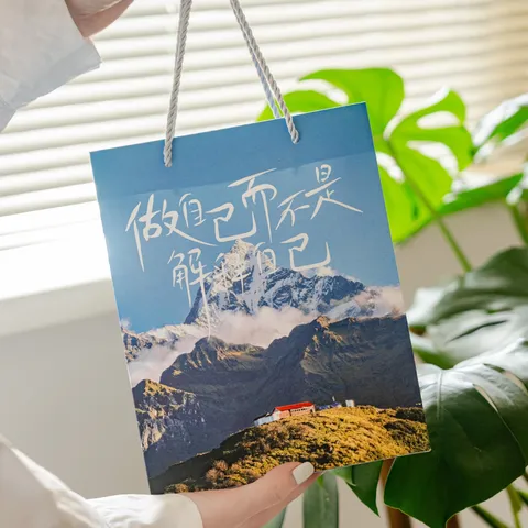 Aesthetic Landscape Paper Gift Bag Literary Inspirational Typography Handle Bag Birthday Souvenir Present Wrapping Tote Bag