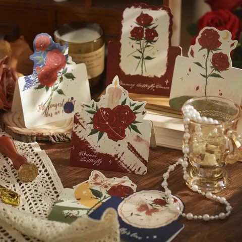 Vintage 3D Karta Euchon Triantafyllo Retro Romantiko Louloudi Anadiploumeni Karta Euchon Gia Giorti tou Agiou Valentinou