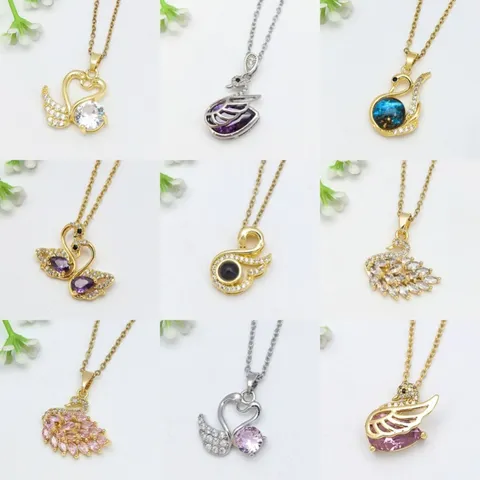 Collana alla Moda in Acciaio Inossidabile Con Ciondolo a Cigno in Rame e Zirconia Elegante Minimalista Gioielli Oro Argento per Donna