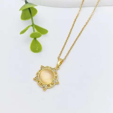 Elegante Collana in Acciaio Inossidabile per Donna Con Ciondolo Luna Sole Cielo Stellato in Rame Zirconia per Gioielli Accessori Moda Quotidiani
