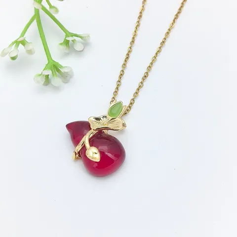 Collana con Ciondolo a Fiore Zucca in Acciaio Inossidabile Rame Zirconia Dolce Catena da Clavicola per Gioielli Donna Moda Versatile