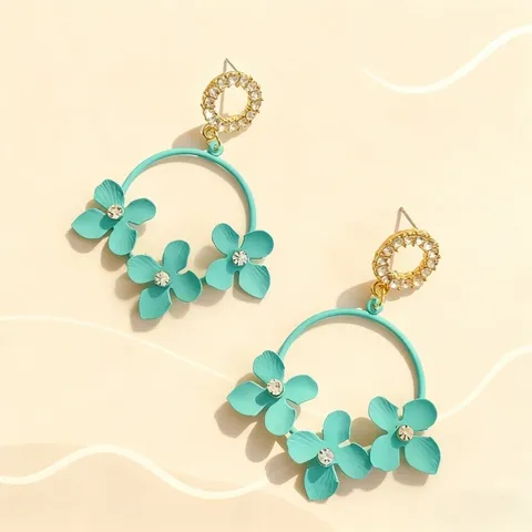 Orecchini a Goccia con Grandi Fiori Esagerati per Donna Orecchini Floreali in Lega Strass Eleganti Orecchini a Cerchio Geometrici Gioielli Regalo