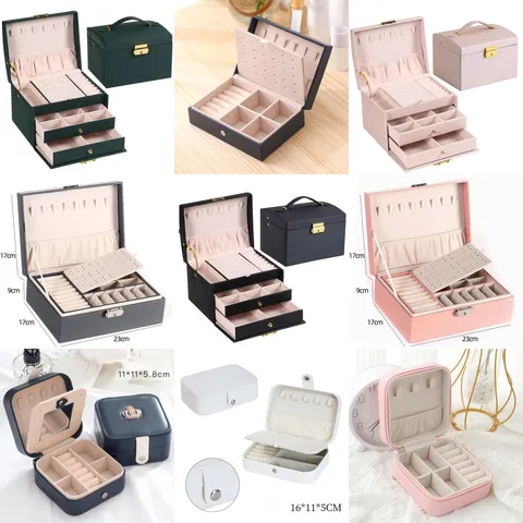Organizzatore Moderno per Portagioie a Doppio Strato per Orecchini Collana Anelli Custodia Portatile per Gioielli da Viaggio con Chiusura Cofanetto Gioielli Donna