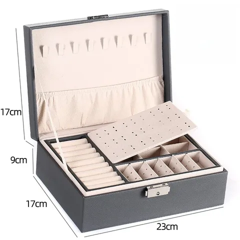 Organizzatore Moderno per Portagioie a Doppio Strato per Orecchini Collana Anelli Custodia Portatile per Gioielli da Viaggio con Chiusura Cofanetto Gioielli Donna