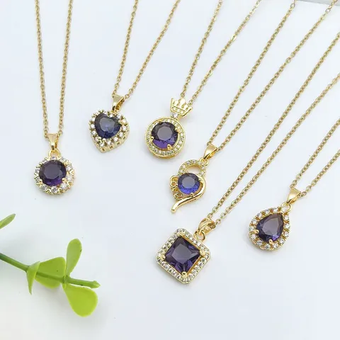 Collana con Pendente in Rame Geometrico con Zirconia per Donna Lusso Placcato Oro Catena in Acciaio Inossidabile Gioielli