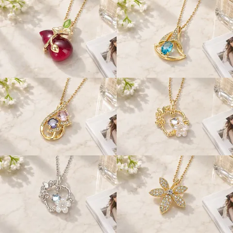 Collana con Ciondolo a Fiore Zucca in Acciaio Inossidabile Rame Zirconia Dolce Catena da Clavicola per Gioielli Donna Moda Versatile