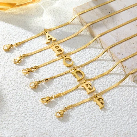 Minimaliste Acier Inoxydable Lettre Chevillère 18K Plaqué Vide Personnalisé Chaîne Cheville Bijou Cadeau Pour Femmes
