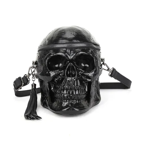 Bolso Cruzado de Calavera Gótica Punk Halloween Estilo Oscuro Cuero PU Bolso de Hombro Para Hombres Mujeres Moda Moto