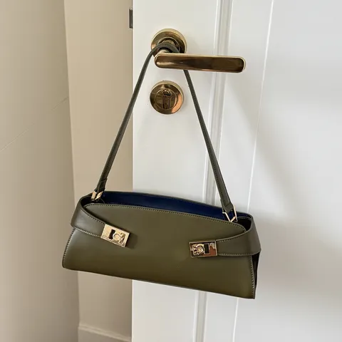 Women Genuine Leather Baguette Bag Retro Chic Shoulder Bag Contrast Color Underarm Bag Fashion Top Handle Bag Daily Purse